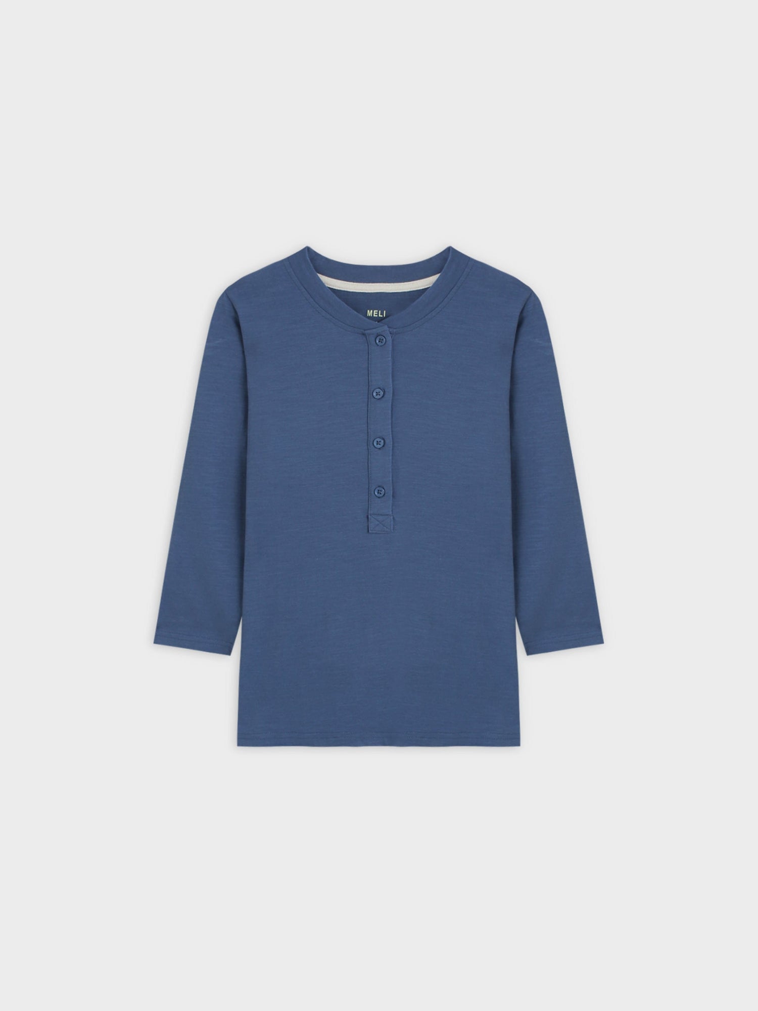 4 BUTTON HENLEY TEE-BLUE