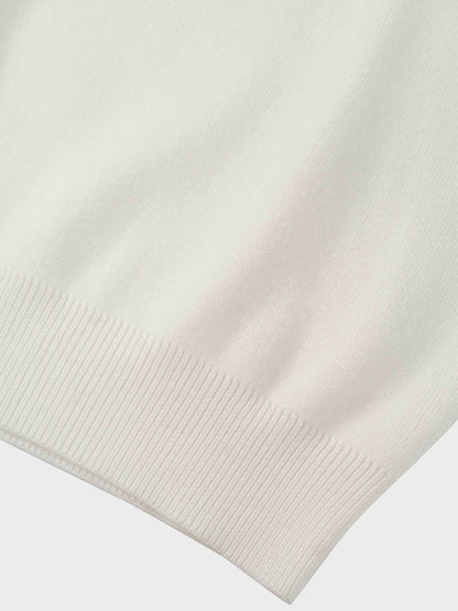 Mock Neck Thin Knit Sweater-Ivory