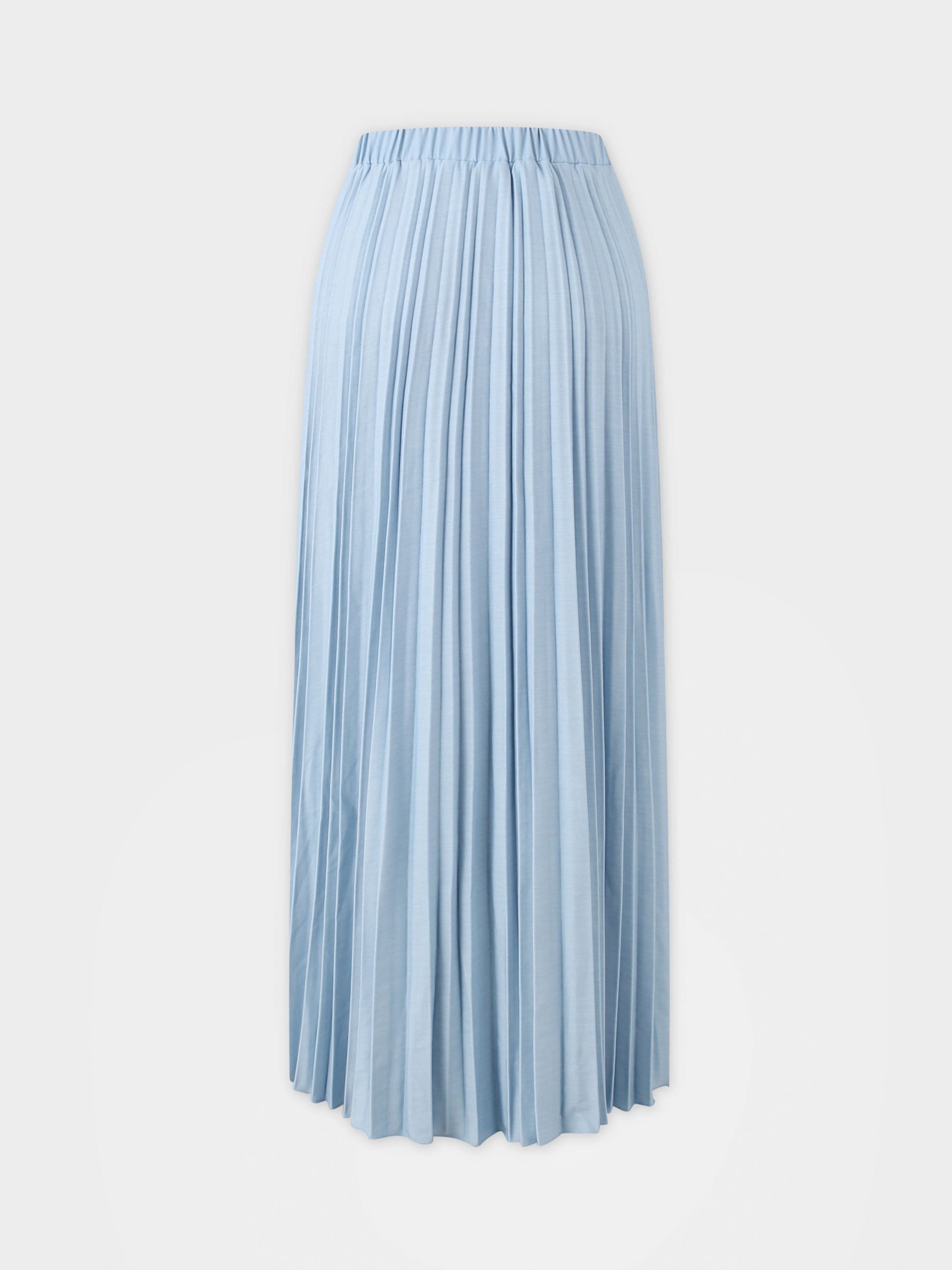 Denim Pleated Skirt-Light Blue