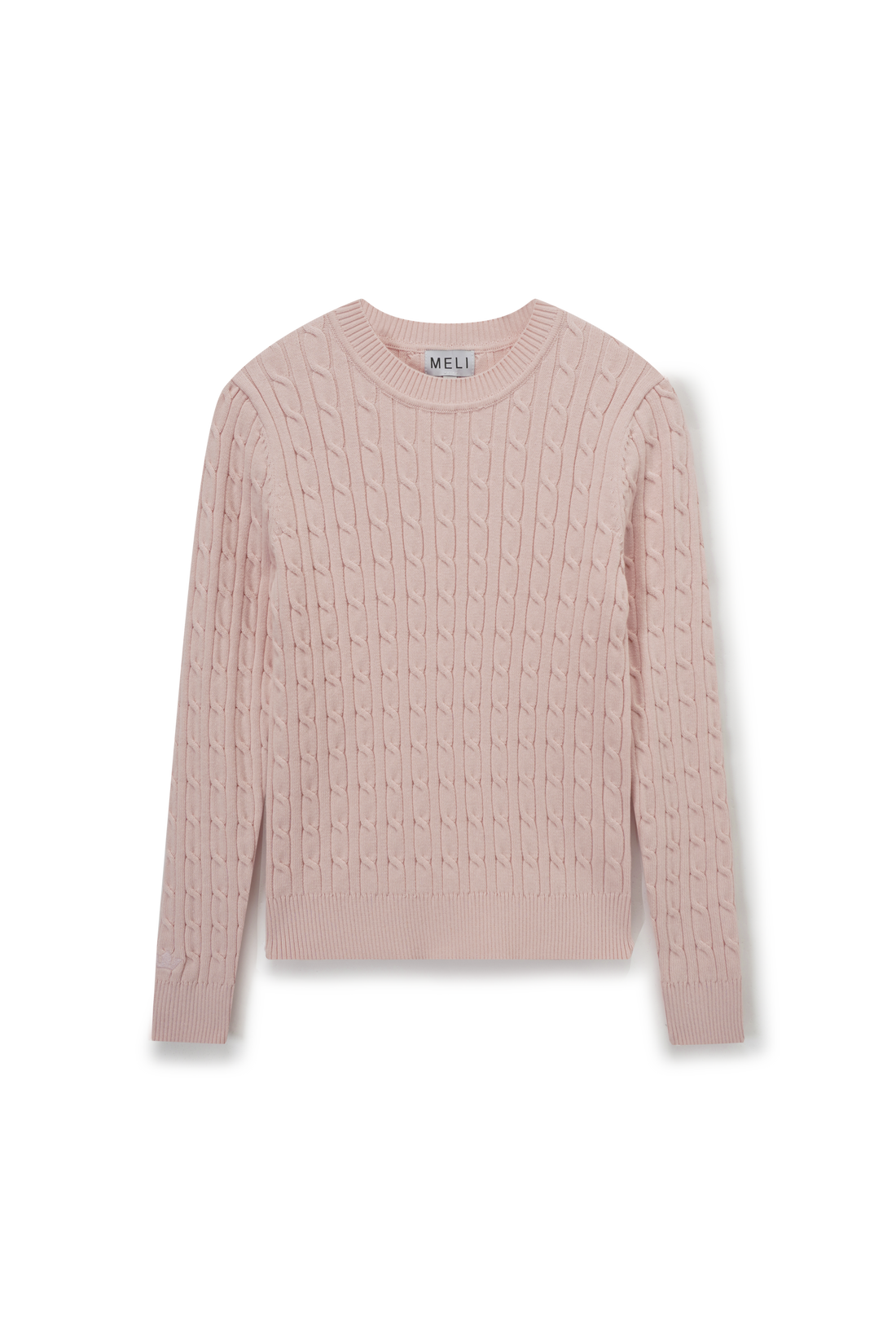 Crew Neck Cable Sweater-Bone
