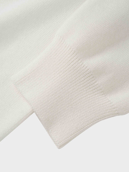 Mock Neck Thin Knit Sweater-Ivory