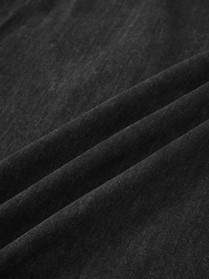 Denim Yoke Circle Skirt-Black