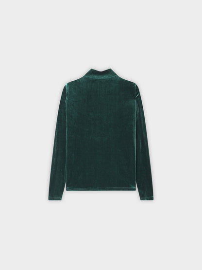 Velour Mock Neck Turtleneck-Emerald Green