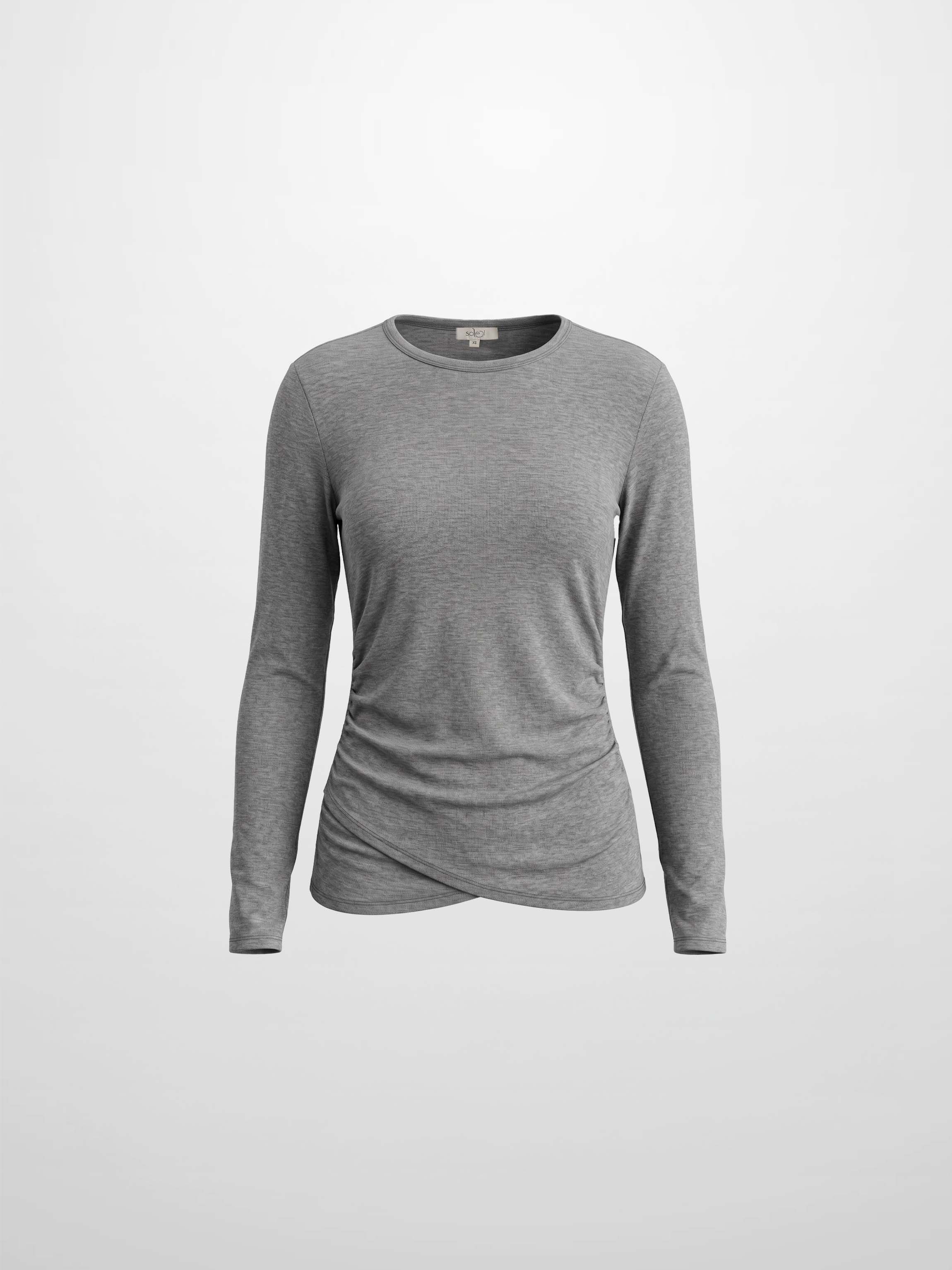 Bottom Crossover Knit Top - Grey