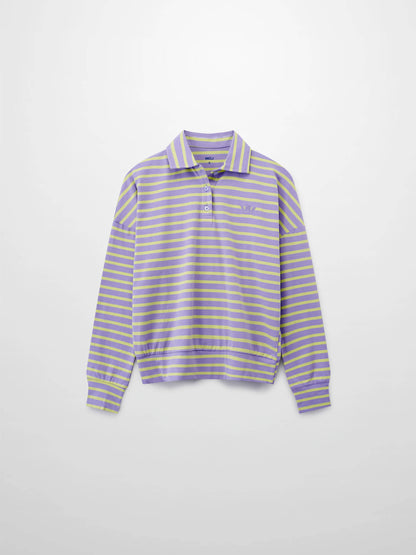 Collared Bomber Tee-Lavender/Lime