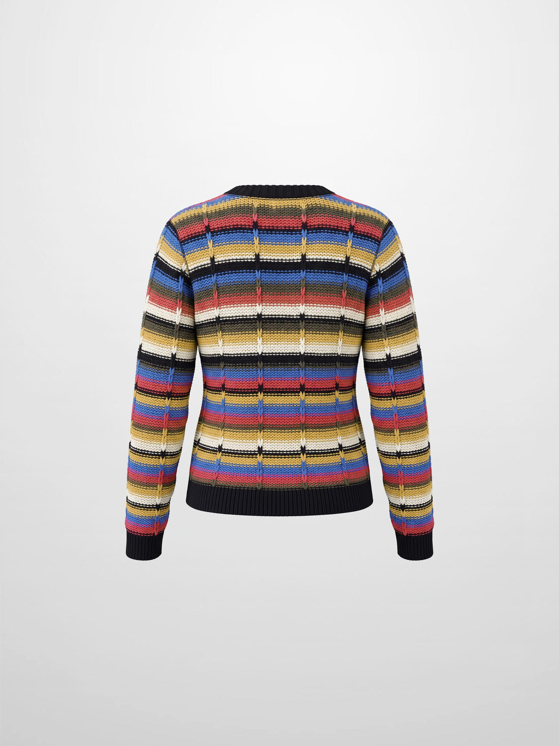 Overstitch Detail Striped Sweater - Bright Stripes