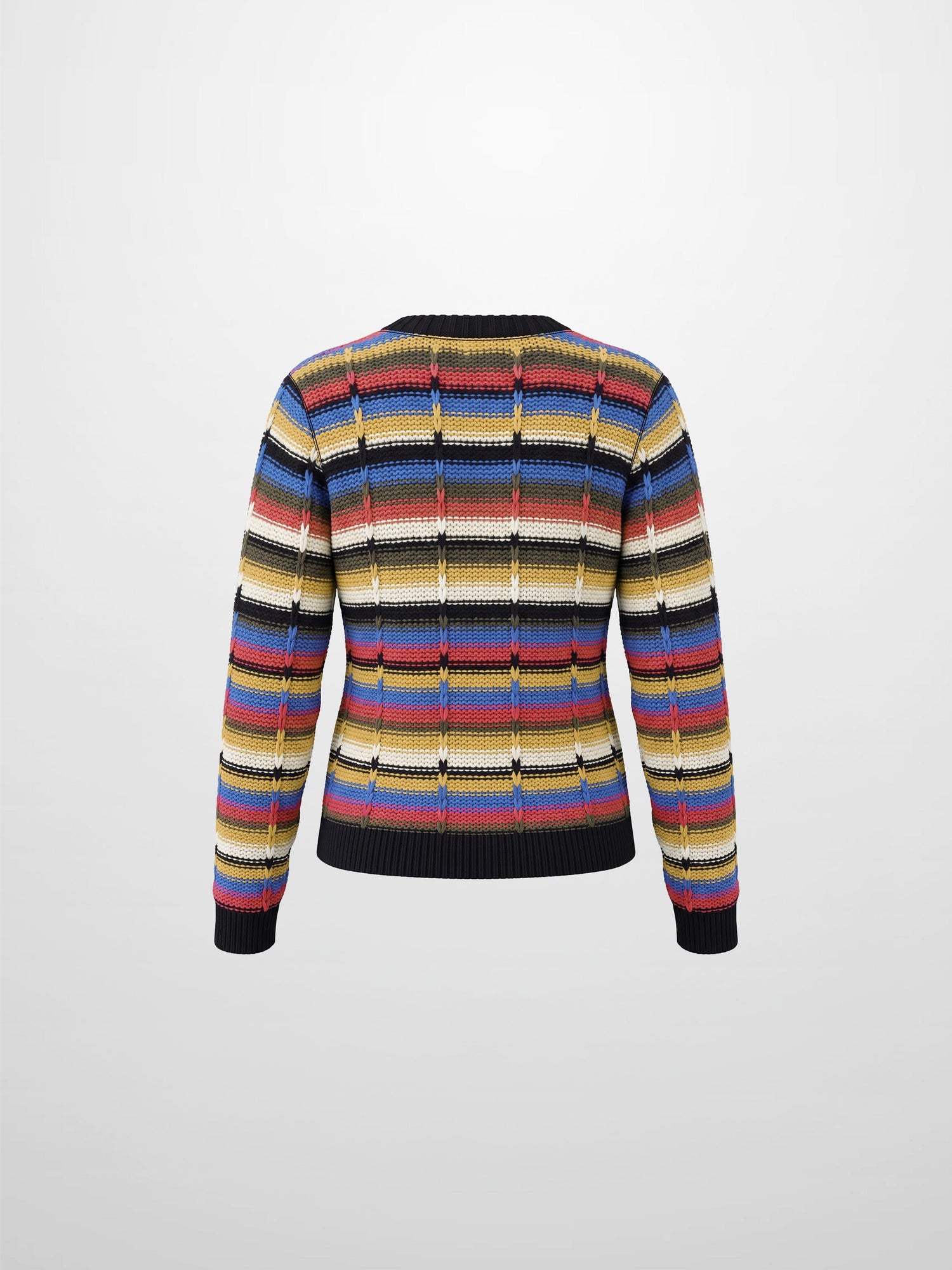 Overstitch Detail Striped Sweater - Bright Stripes