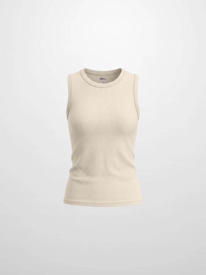 Sleeveless Basic Tee-Tan