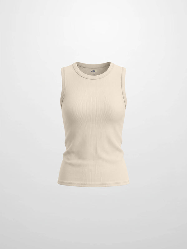 Sleeveless Basic Tee-Tan