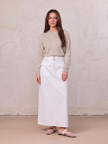 High V Lightweight Sweater-Light Grey
