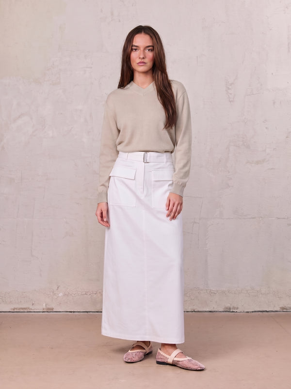 High V Lightweight Sweater-Light Grey