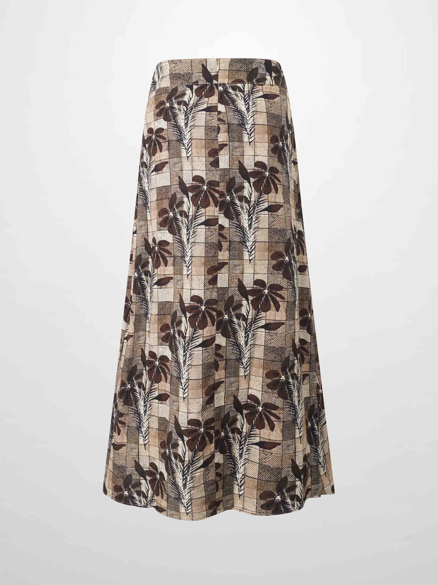 Side Overlay Skirt - Brown Plaid