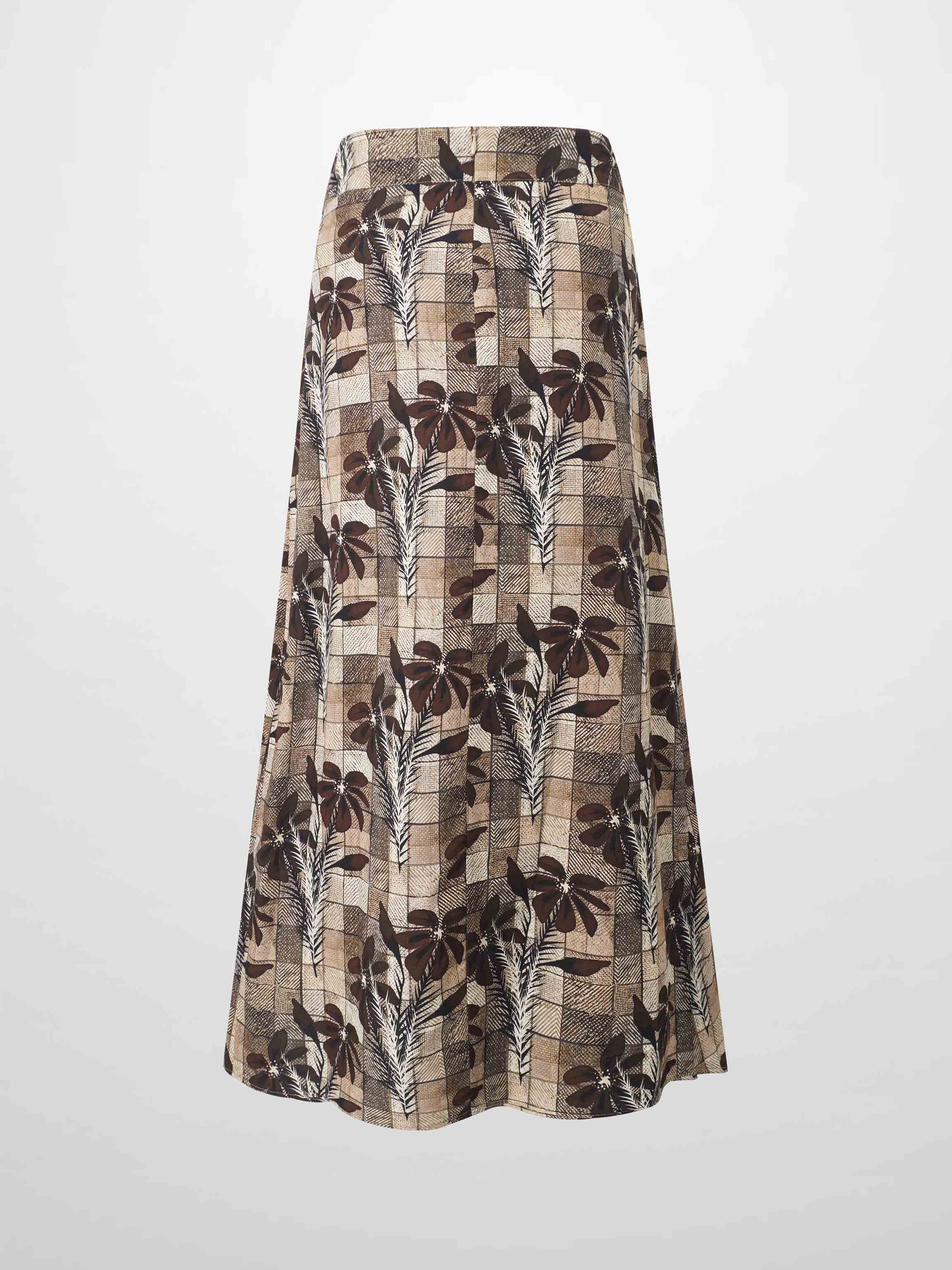 Side Overlay Skirt - Brown Plaid