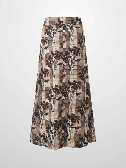Side Overlay Skirt - Brown Plaid