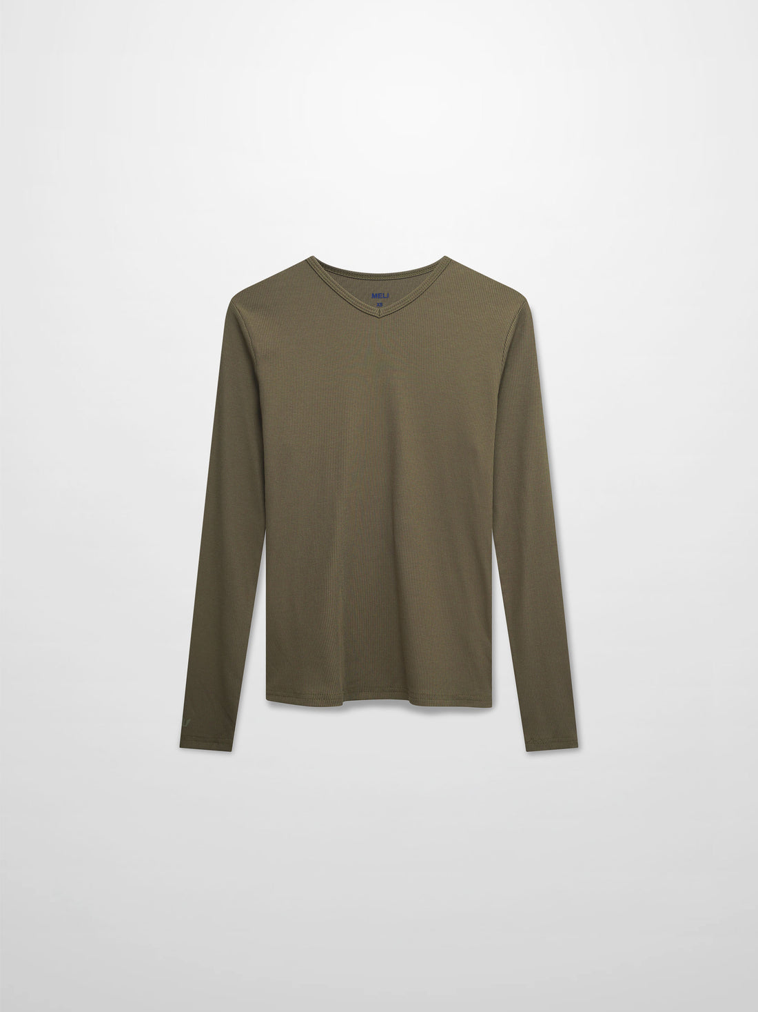 Soft Ribbed High V Tee-Olive Green