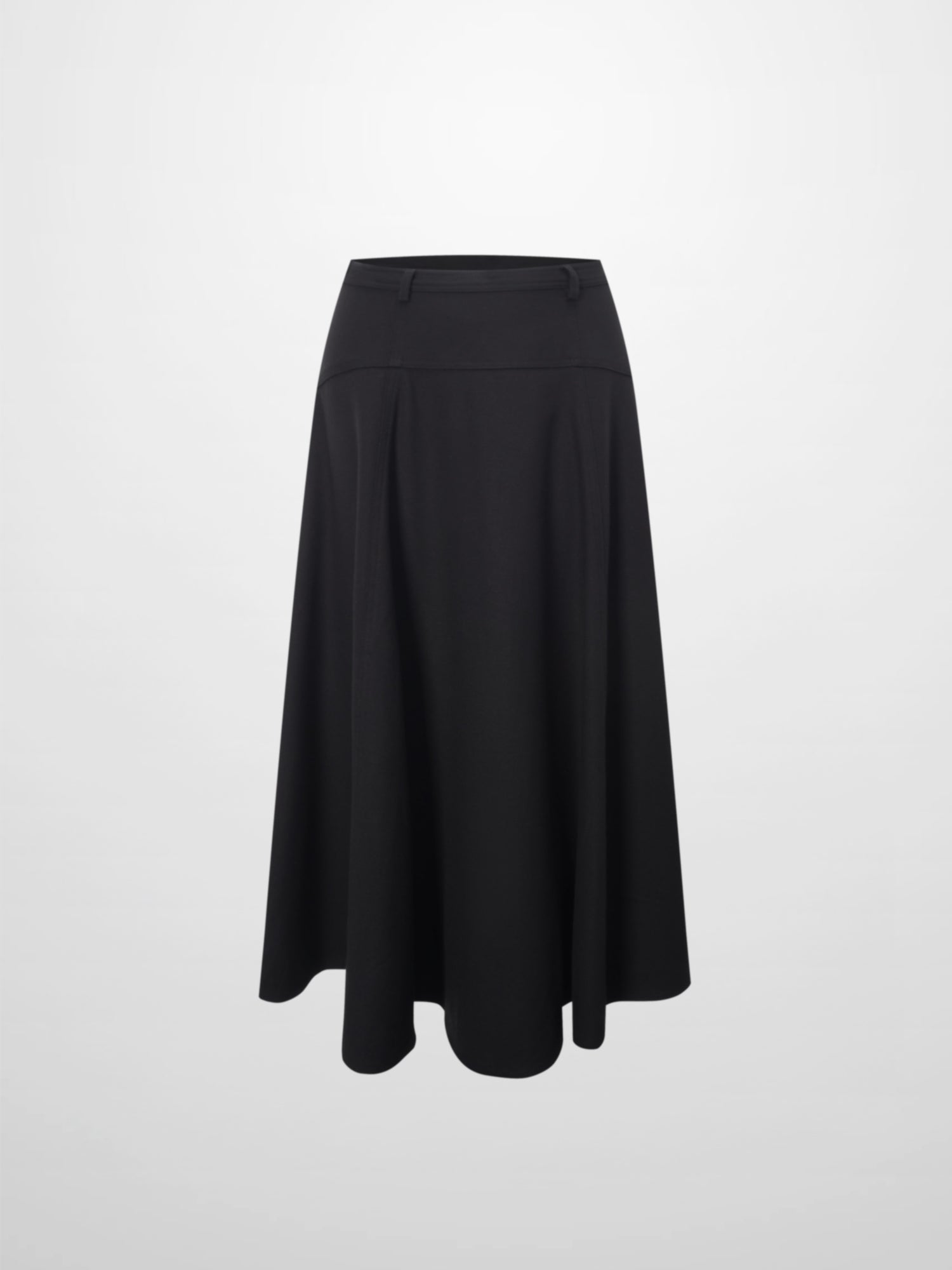 Wool Blend Yoke Skirt 26&quot;-Black