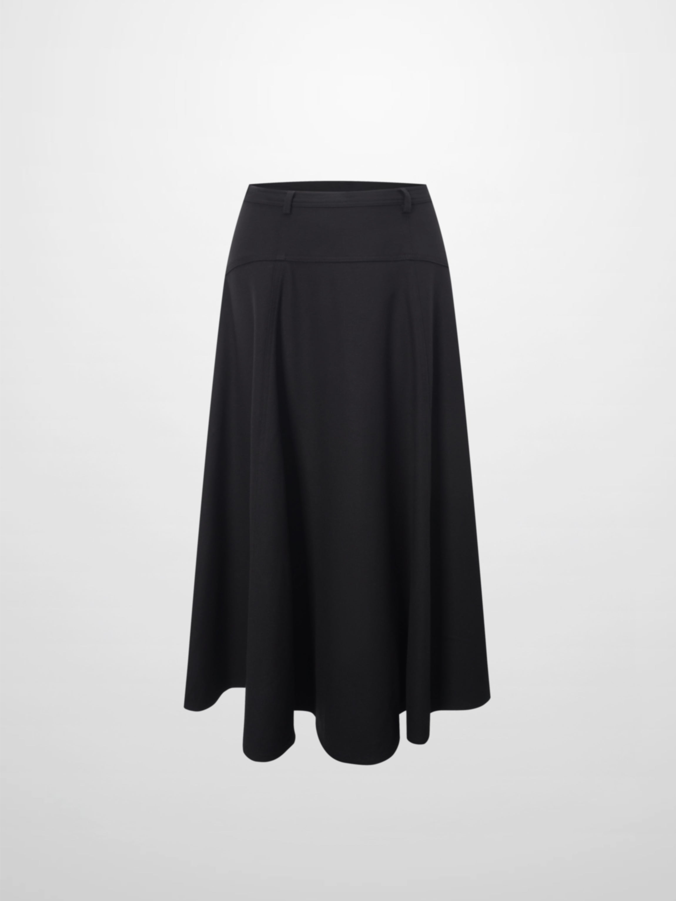 Wool Blend Yoke Skirt 26&quot;-Black