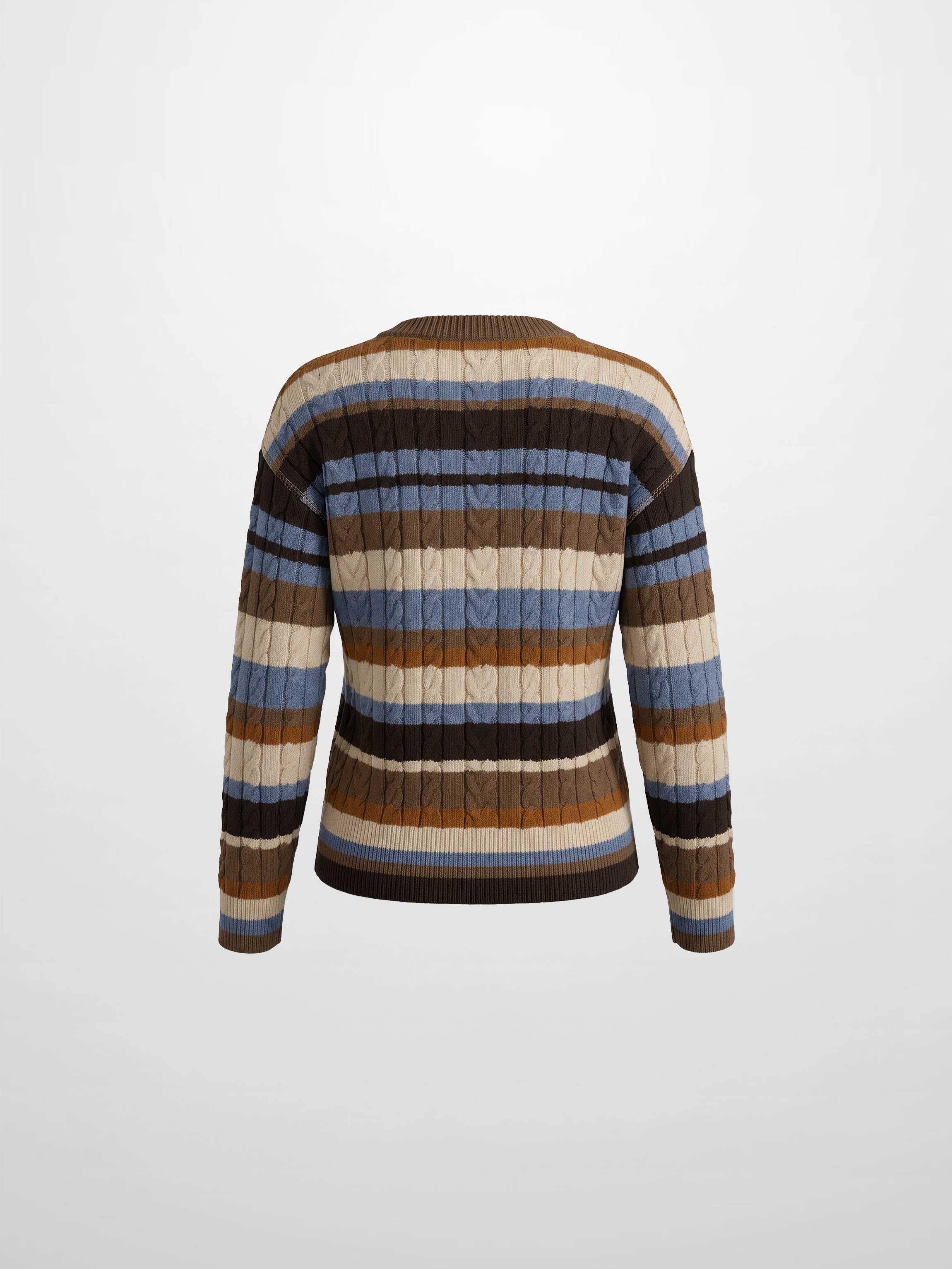 Cable Striped Sweater - Brown