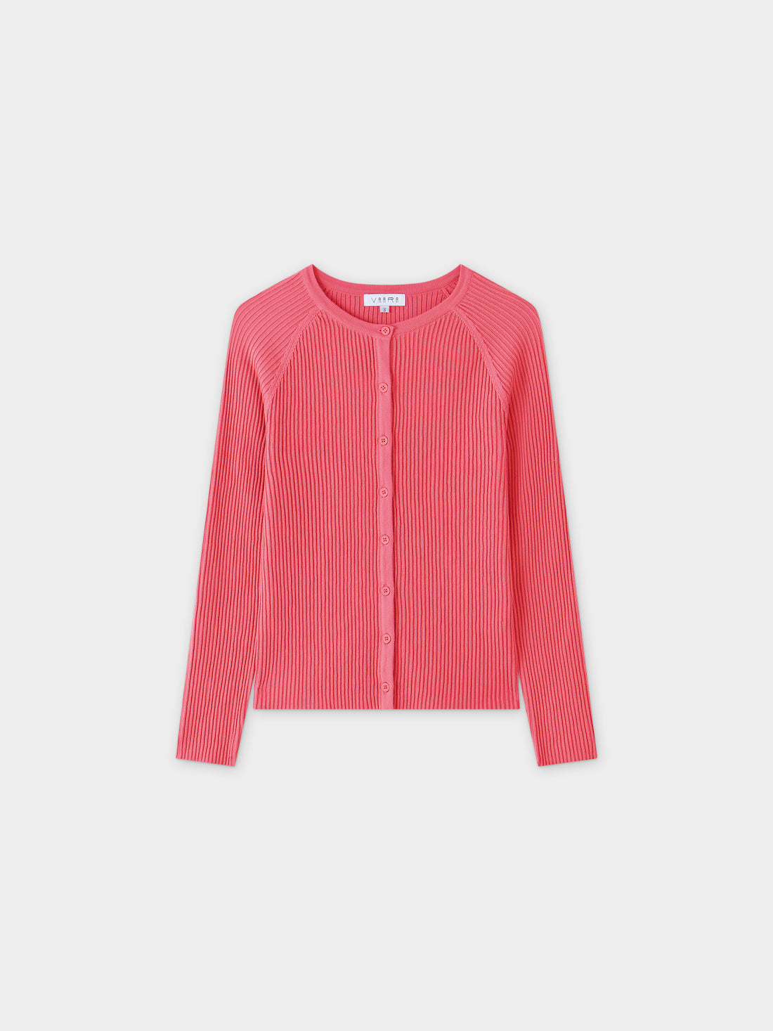 Ribbed Knit Cardigan-Coral