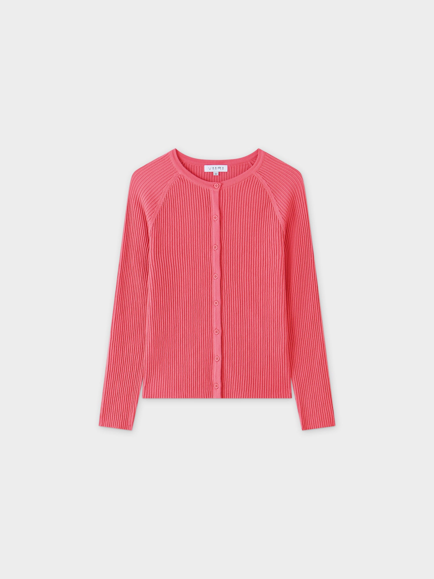 Ribbed Knit Cardigan-Coral