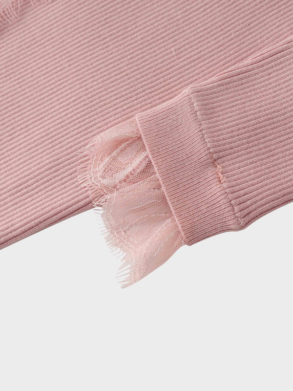 Lace Trimmed Sweater-Blush
