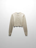 Trim Detail Crew Crop Cardigan-Cream