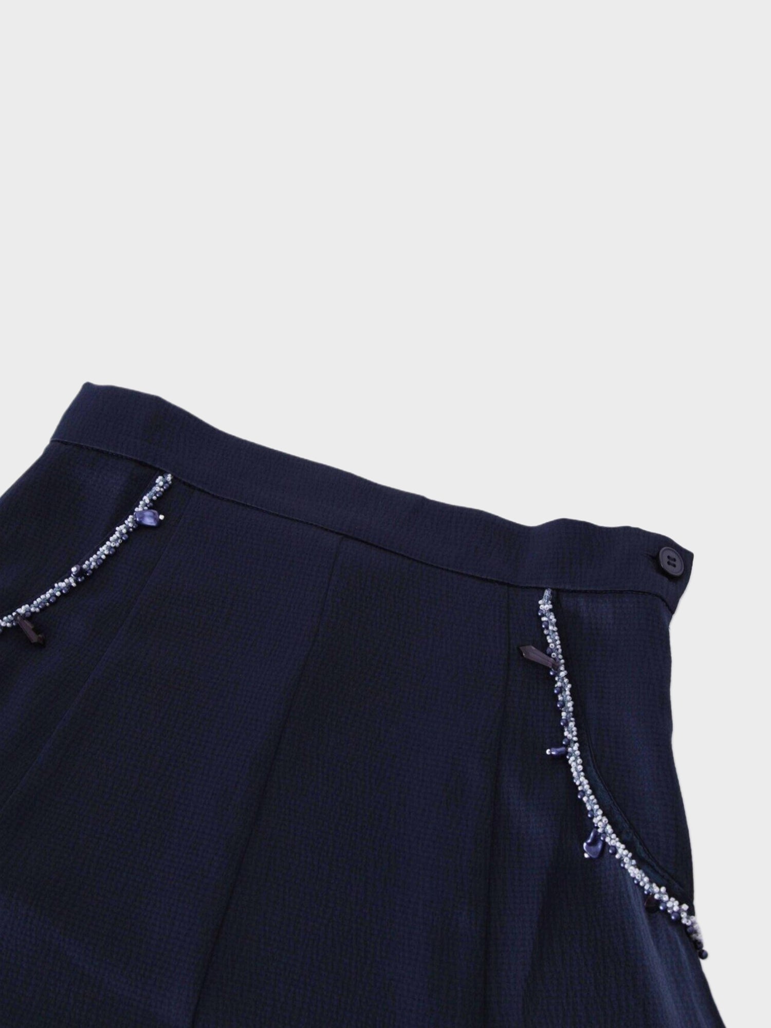 Beaded Trim Skirt-Navy