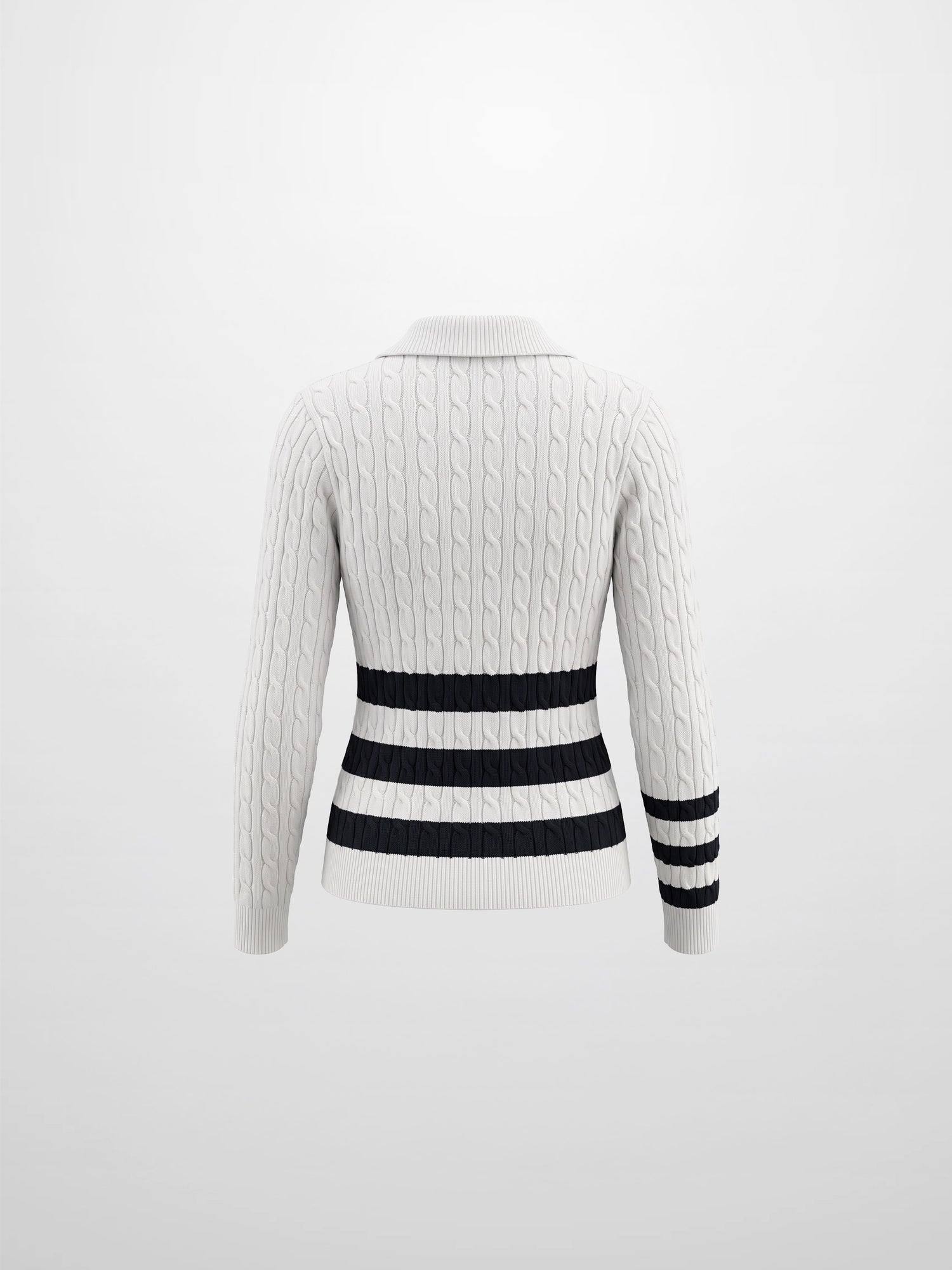 Mix Stripe Cable Sweater - White and Navy