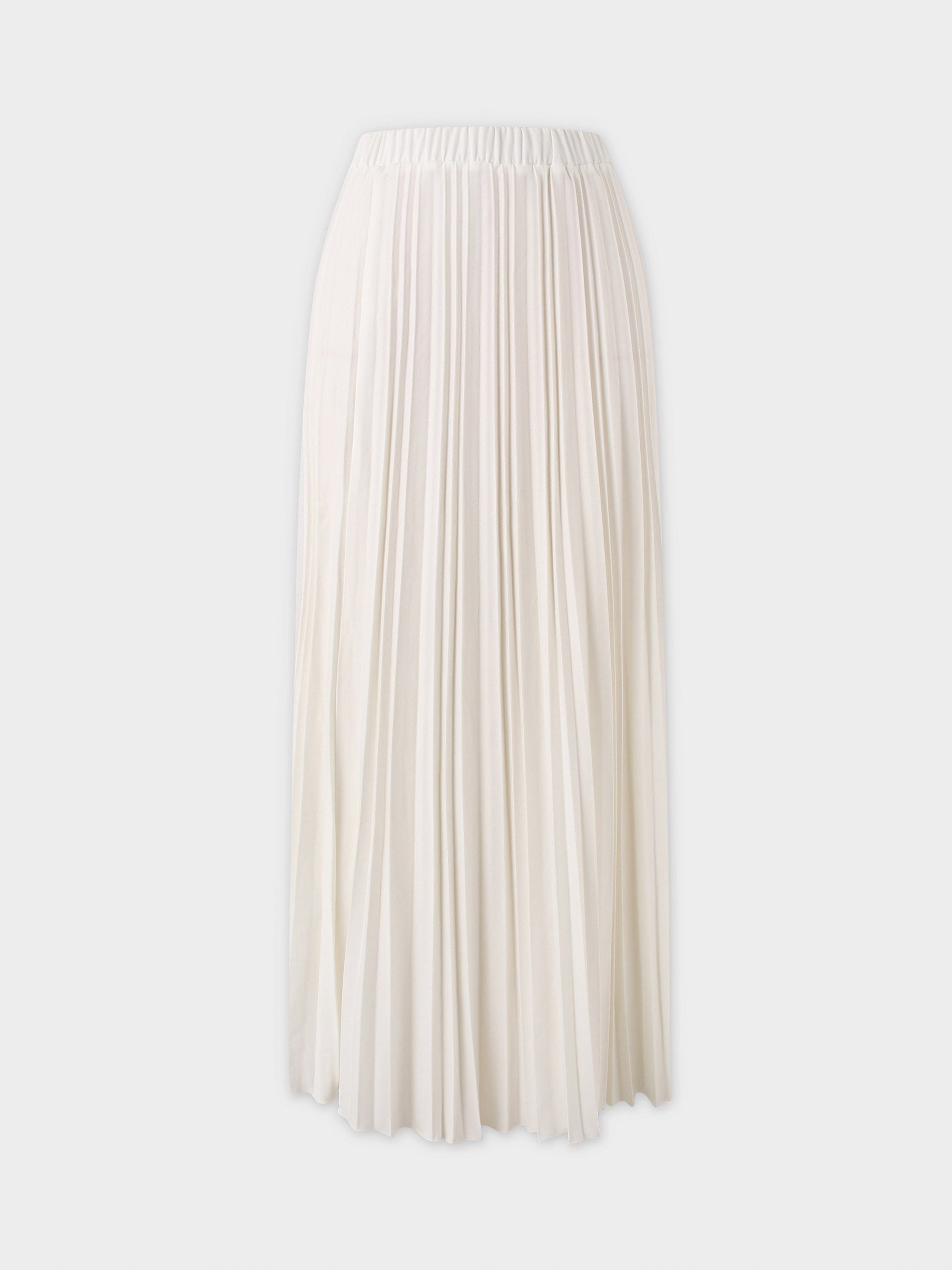 Denim Pleated Skirt-White