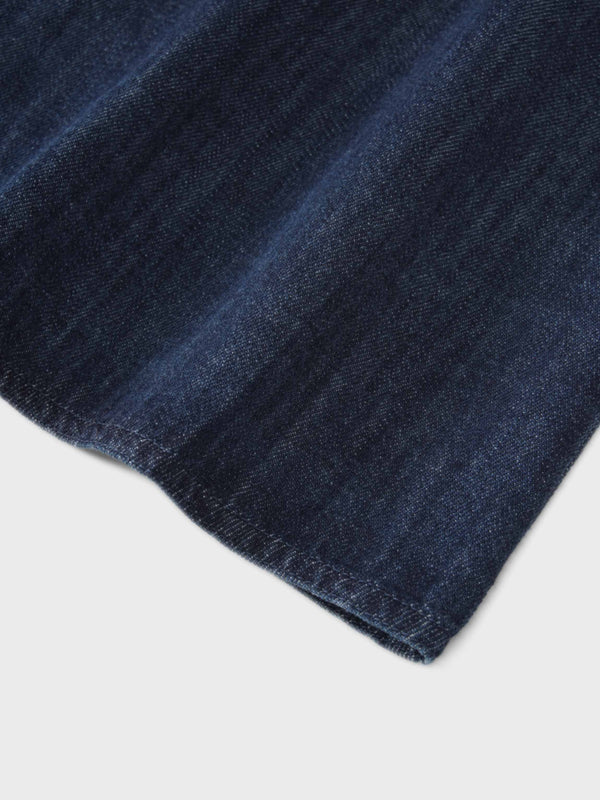 Denim Yoke Circle Skirt-Blue