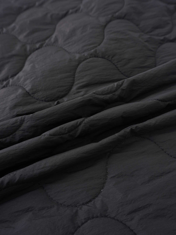Quilted Puff Skirt-Black