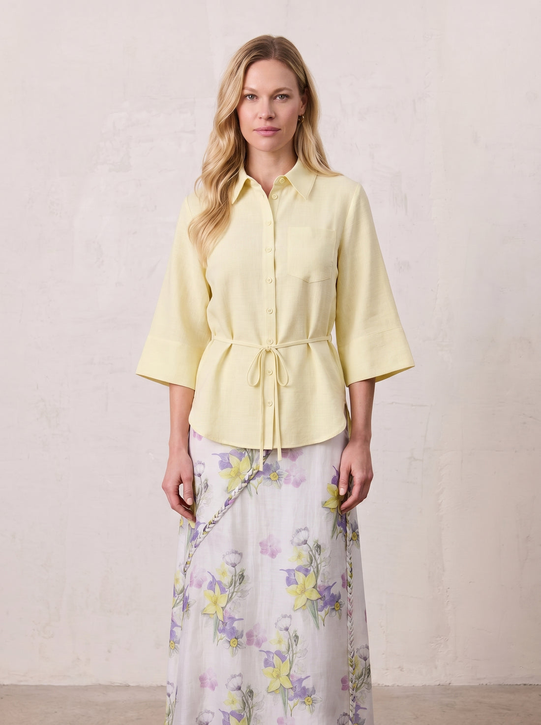 Tie Back Blouse-Yellow