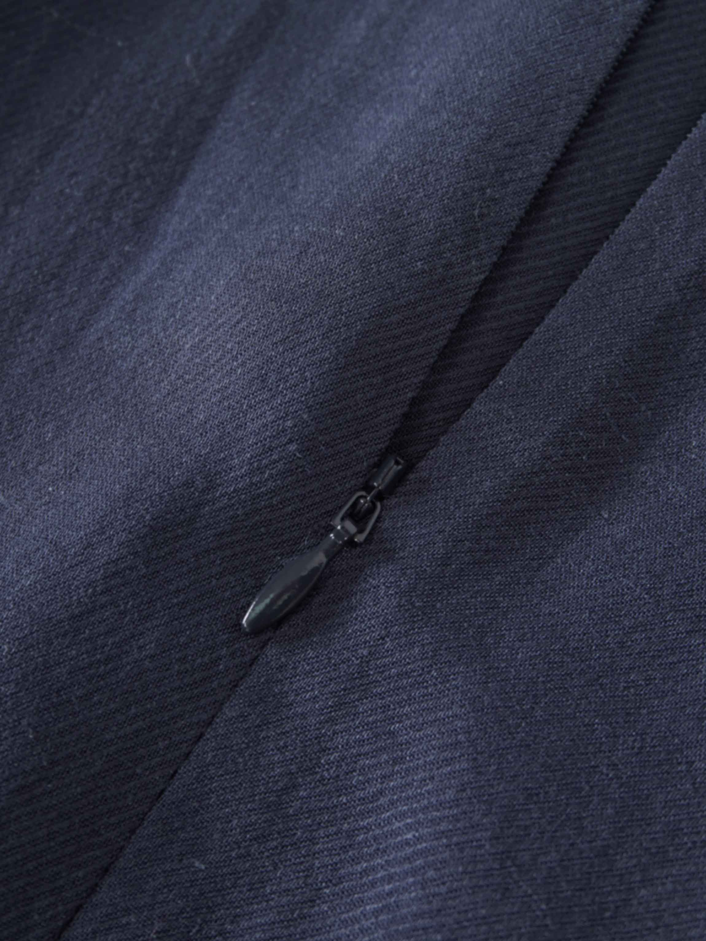 Pleat Top Silk/Linen Blend Dress-Navy