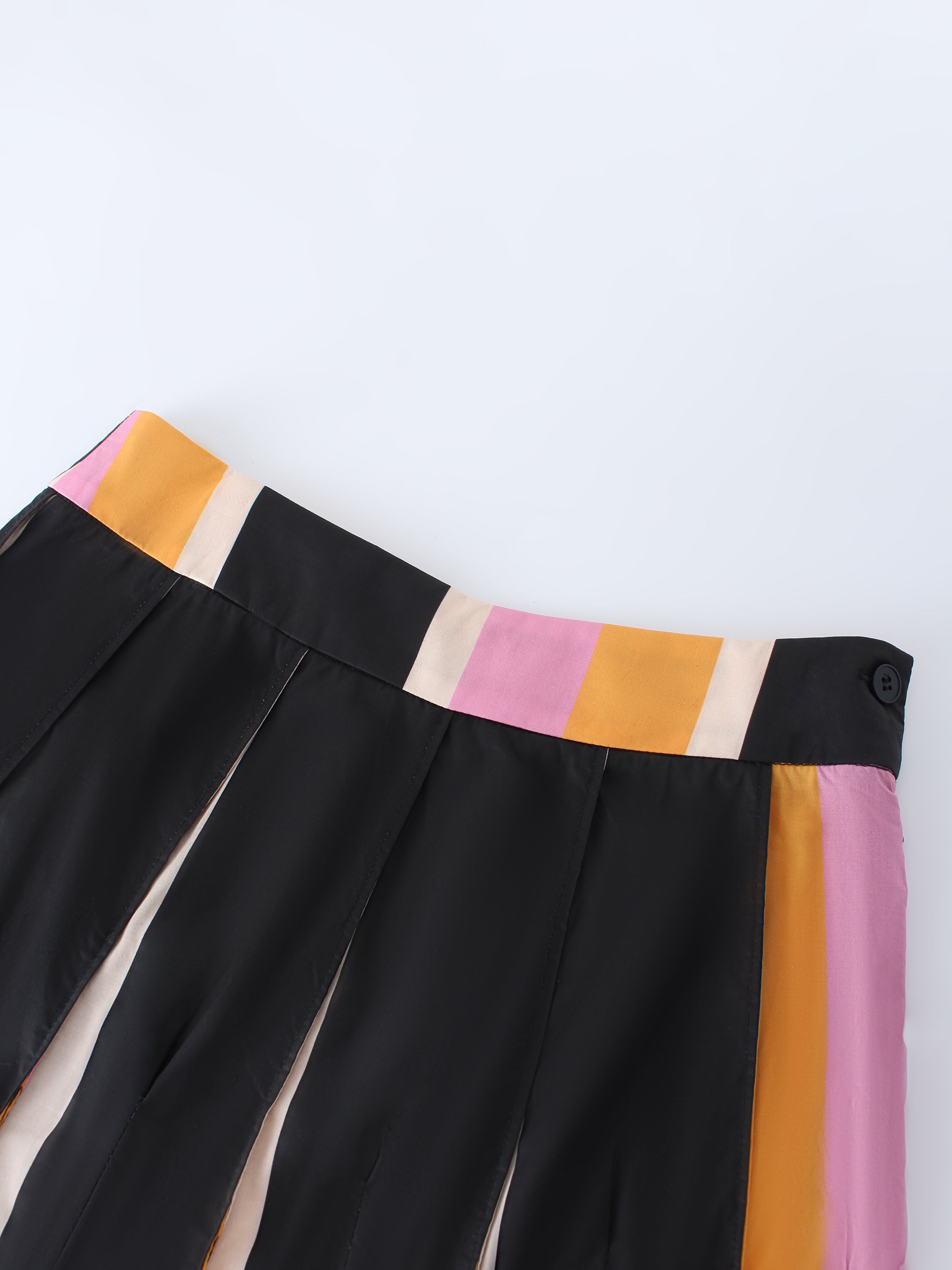 Multi Stripe Skirt-Black/Orange/Pink