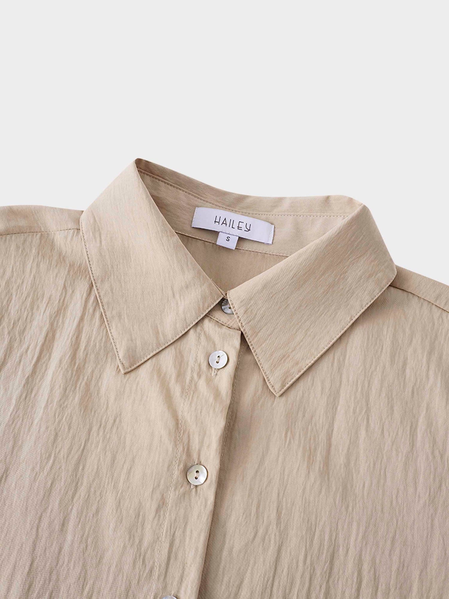 Crinkle Blouse-Tan