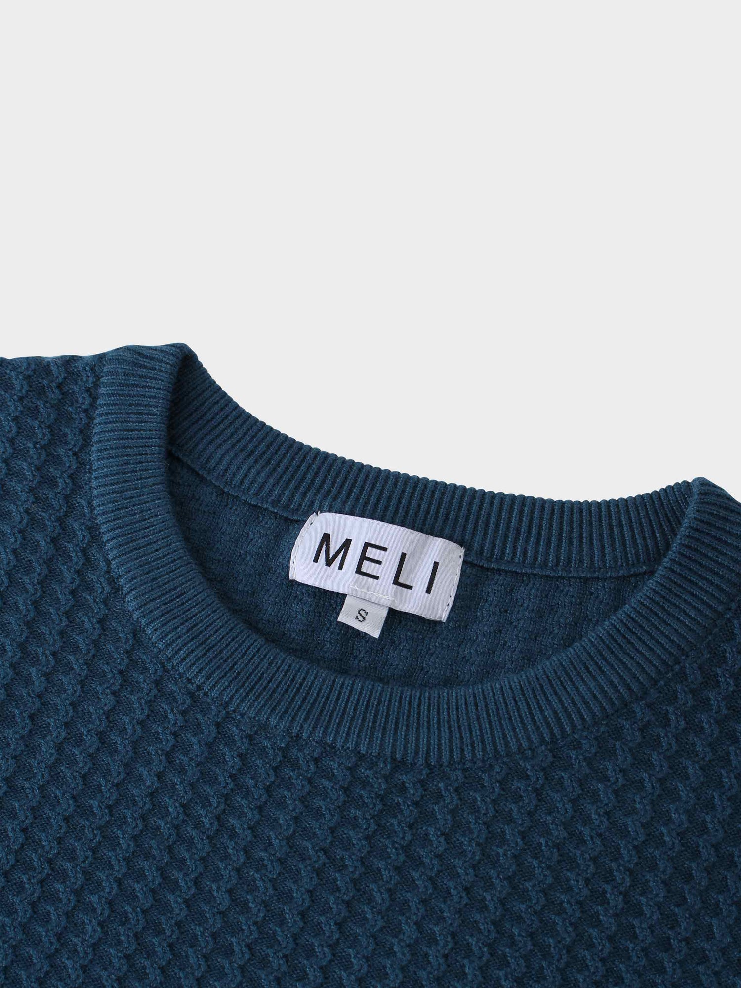 Waffle Wave Sweater-Teal/Ivory