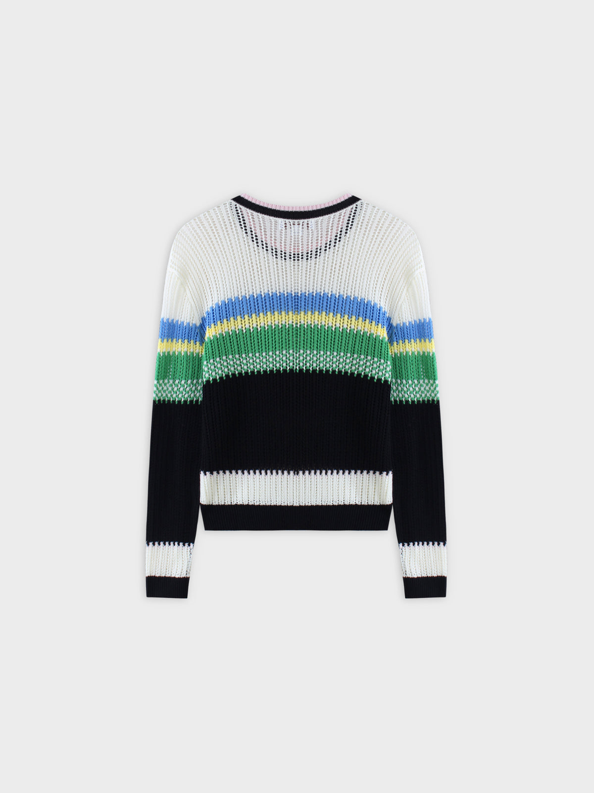 Mesh Striped Sweater-Light Blue/Yellow/Green