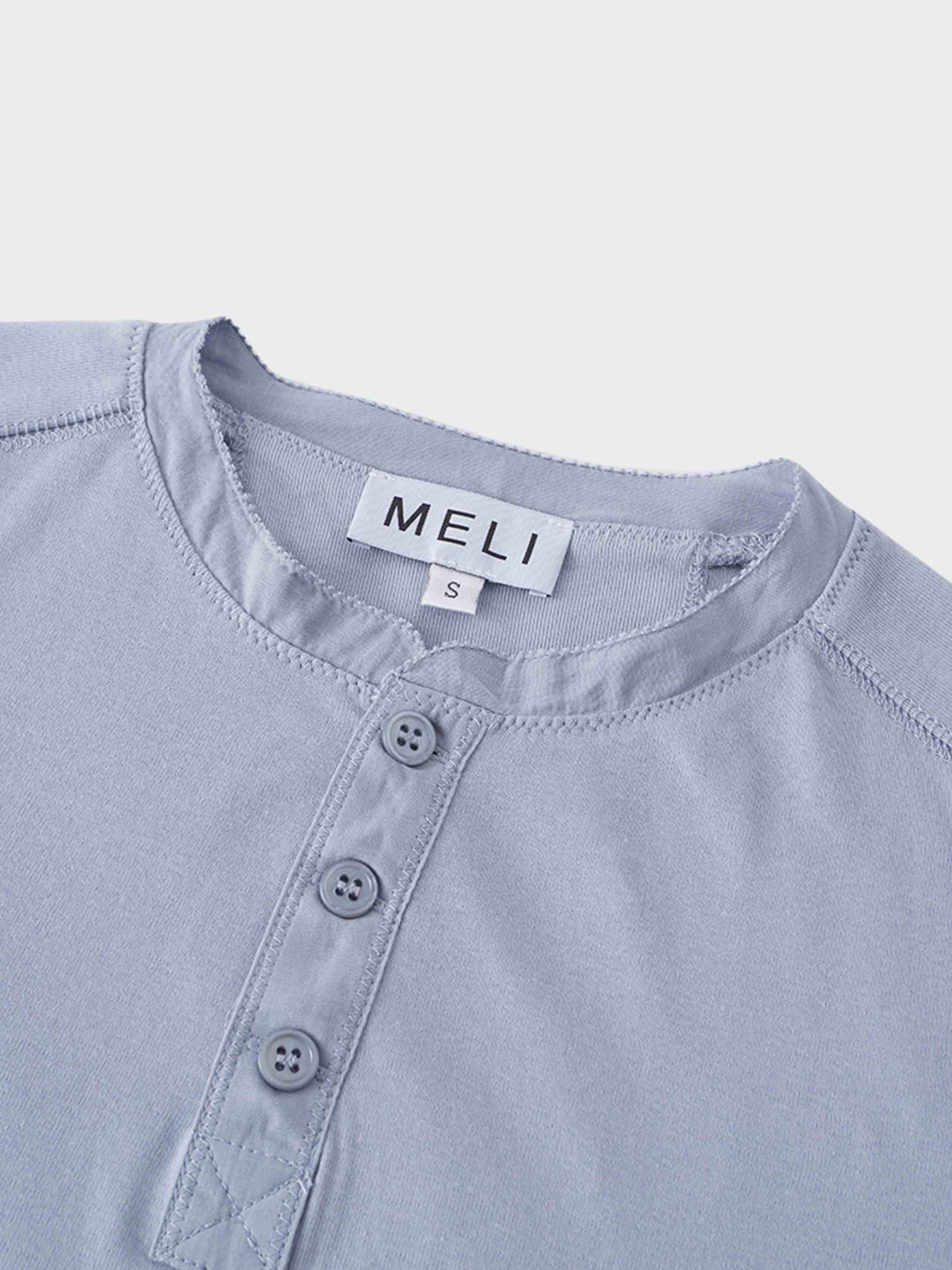 Trim Detail Henley-Grey/Blue