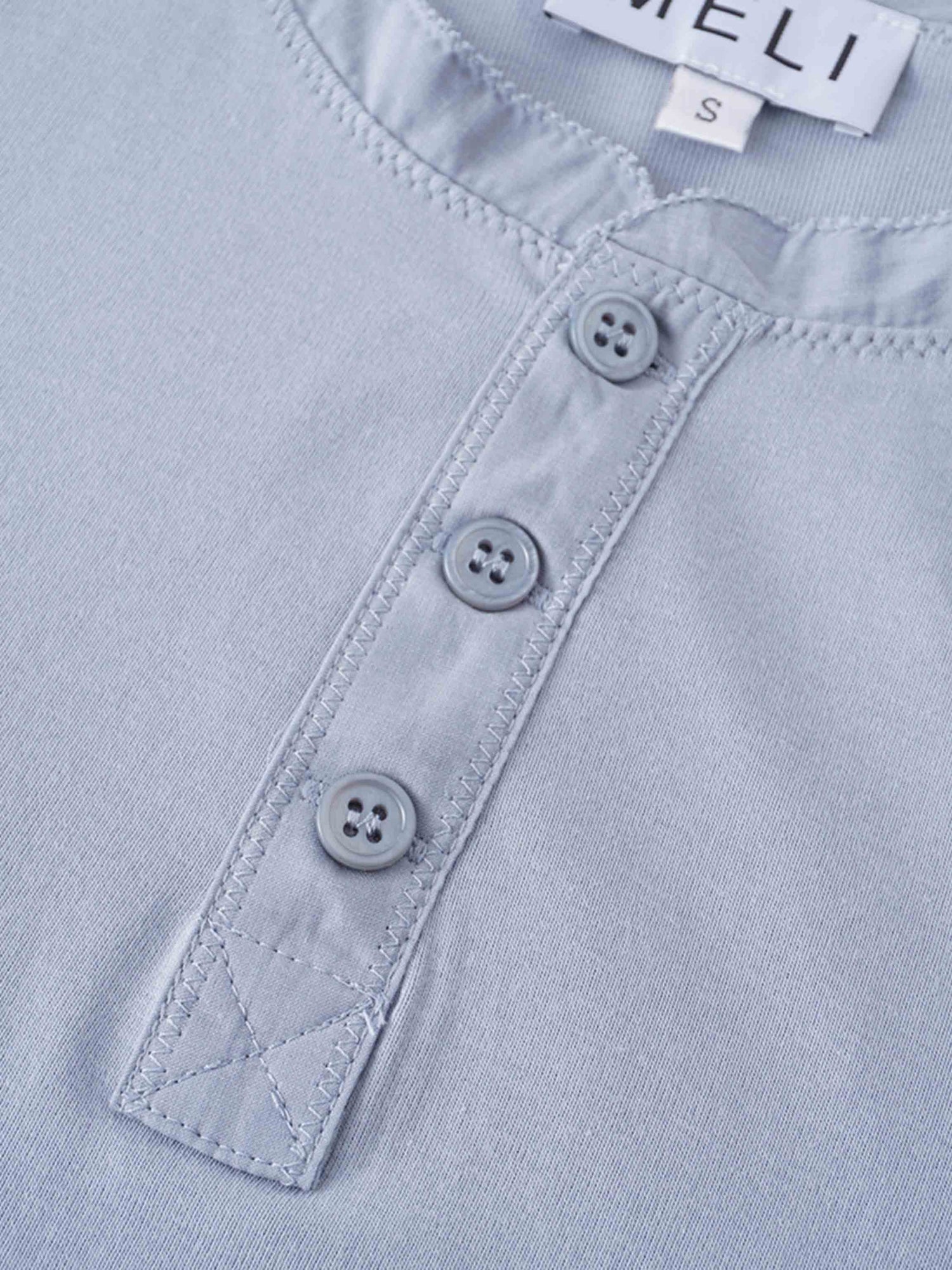 Trim Detail Henley-Grey/Blue