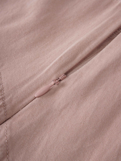 Denim Yoke Circle Skirt-Washed Pink