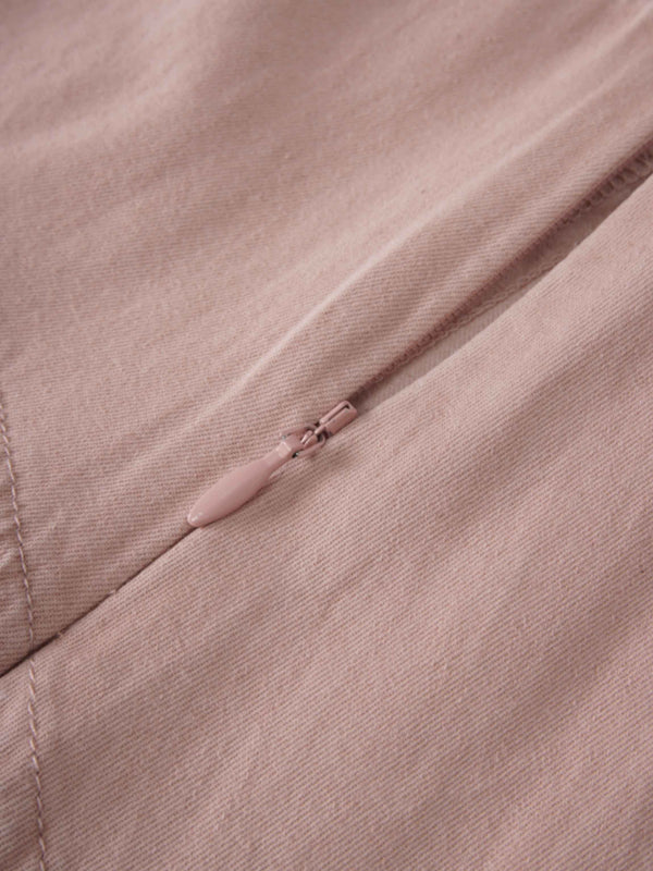Denim Yoke Circle Skirt-Washed Pink
