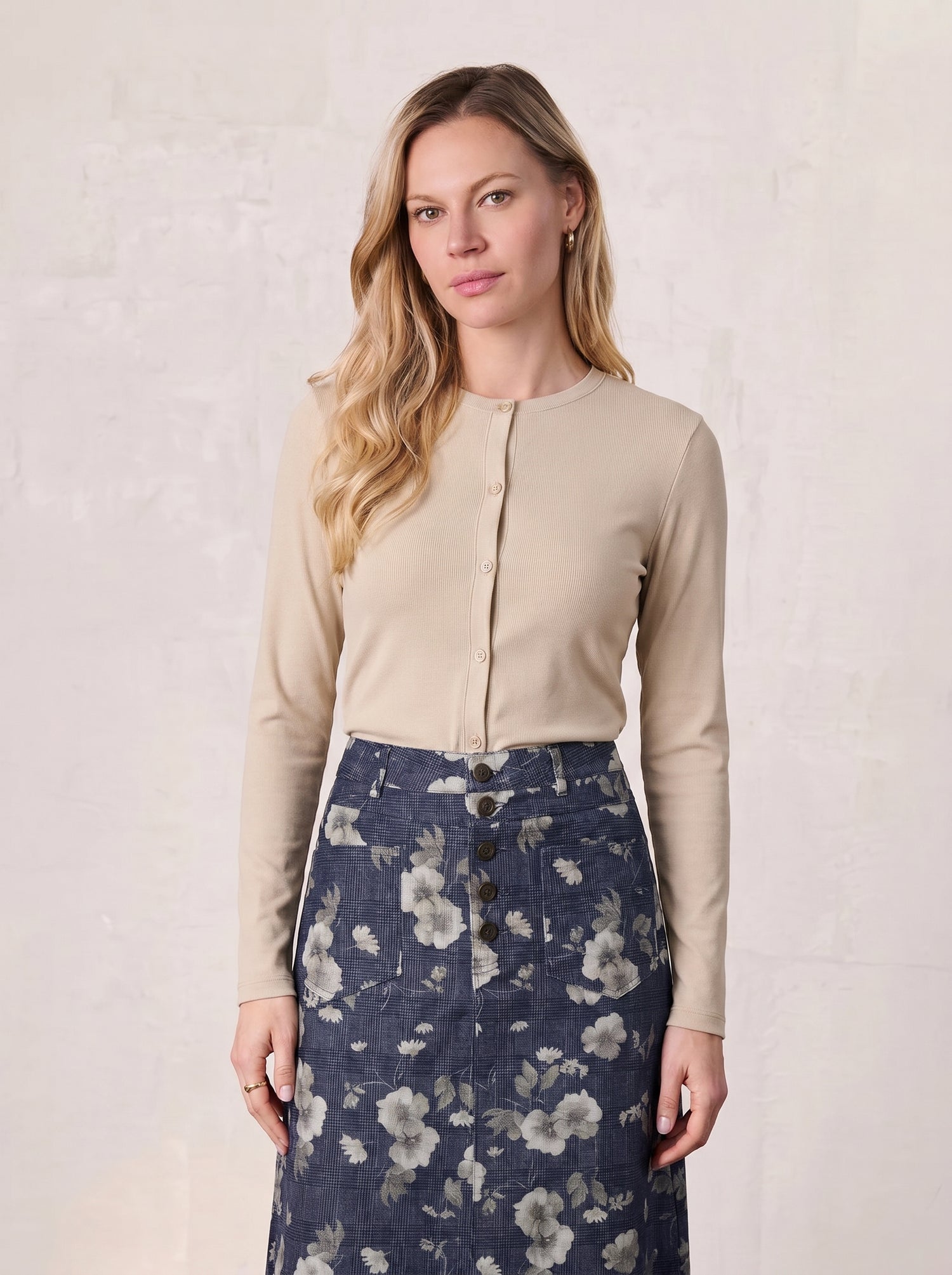 Crop T-Shirt Cardigan-Tan