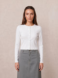 Crop T-Shirt Cardigan-White