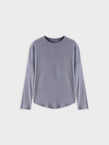 Ribbed Swing Tee-Heathered Navy