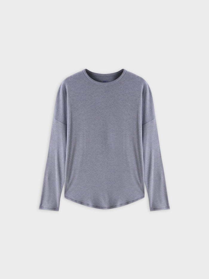 Ribbed Swing Tee-Heathered Navy