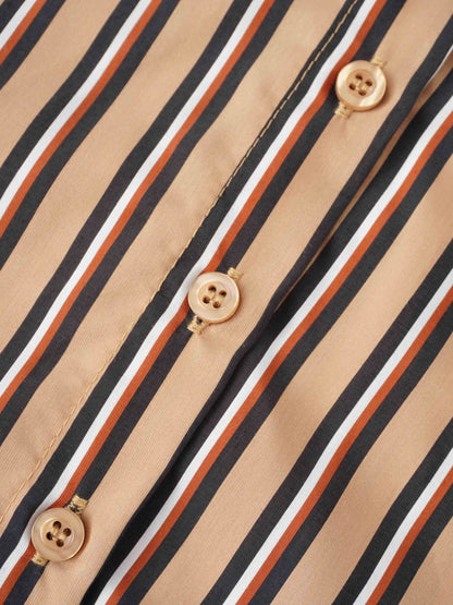 Striped Cotton Blouse-Tan Stripe