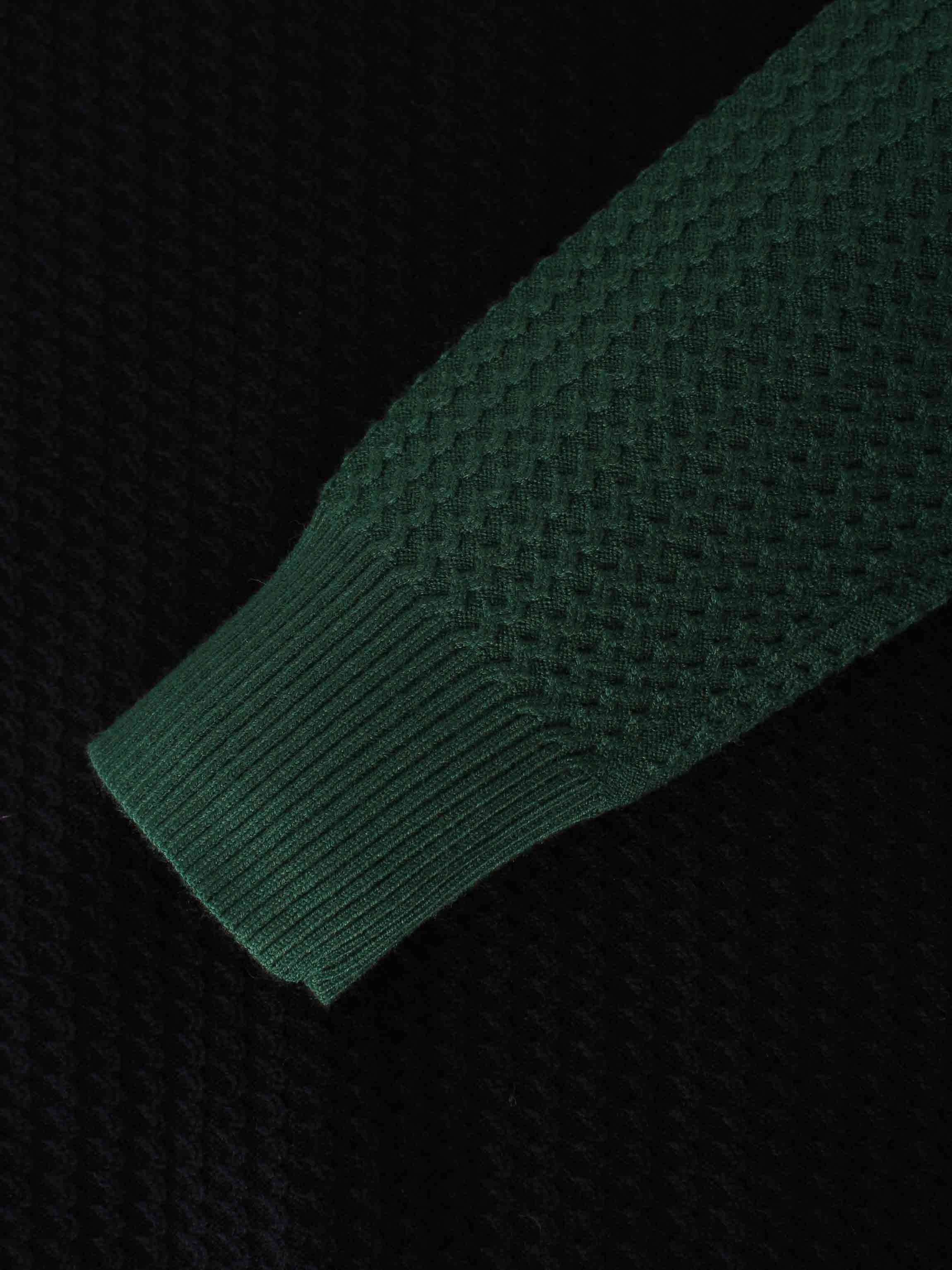 Waffle Wave Sweater-Green/Black