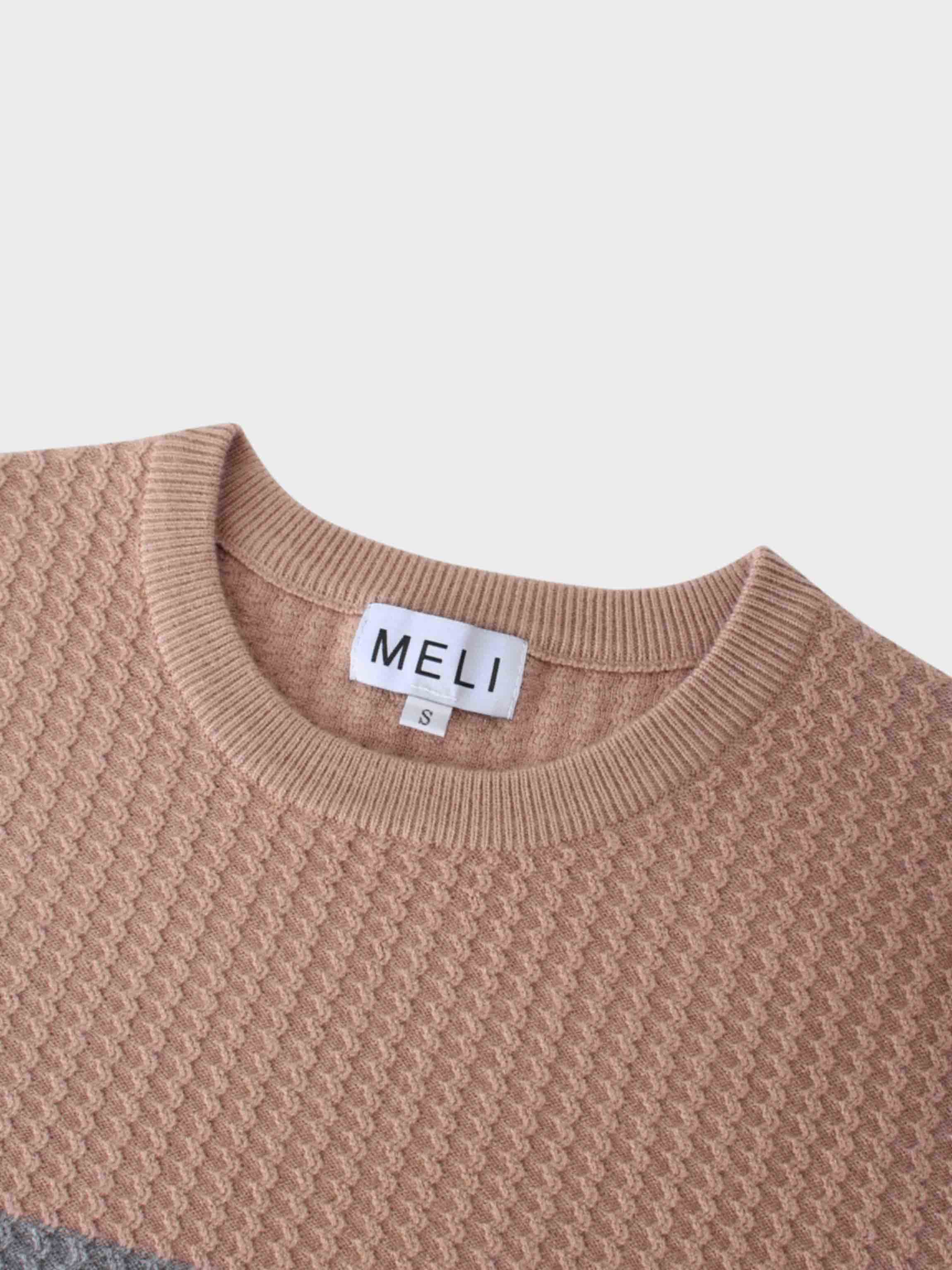 Waffle Wave Sweater-Taupe/Grey