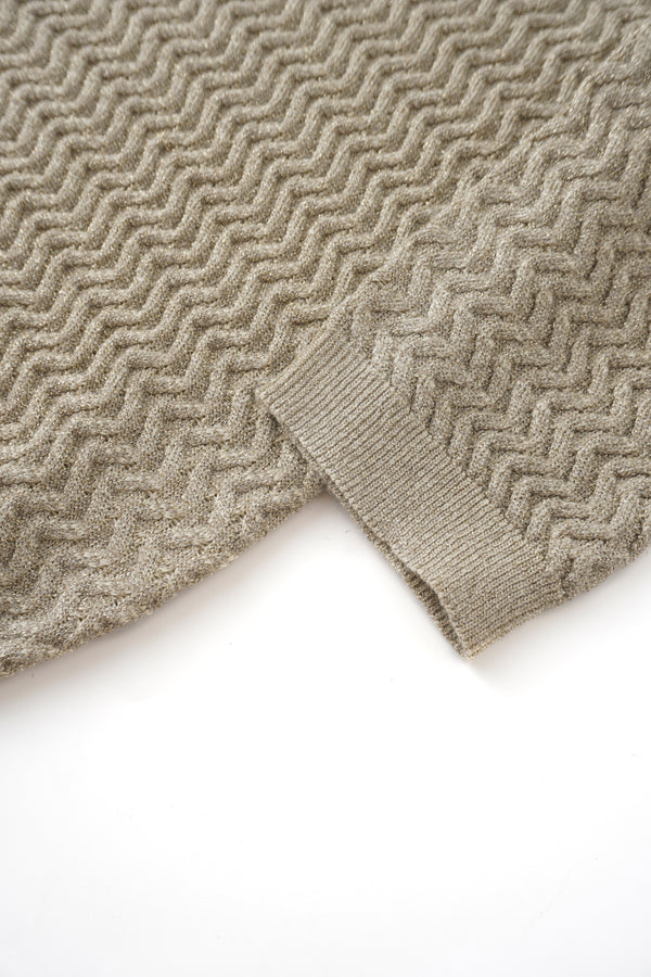 Textured Lurex Crew Sweater-Ivory