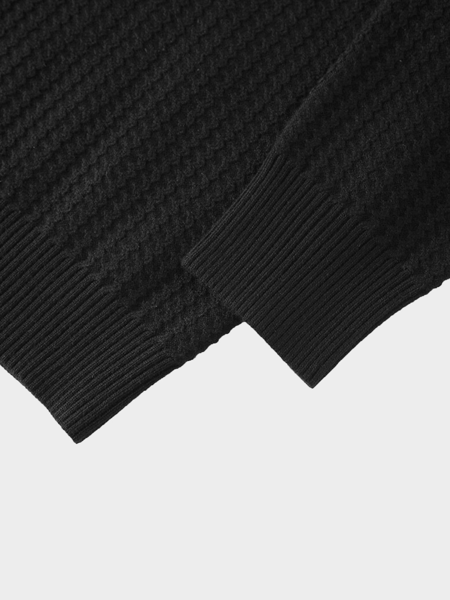 Waffle Wave Sweater- Solid Black